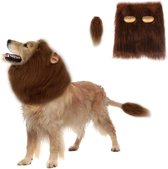 SUNREEK Hond Leeuwenmanen, leeuwenmanen pruik, kostuum voor middelgrote tot grote hond met oren en staart, grappig leeuwenhaar voor Halloween, kostuum, vakantie, fotoshoots, party, festival, gelegenheid