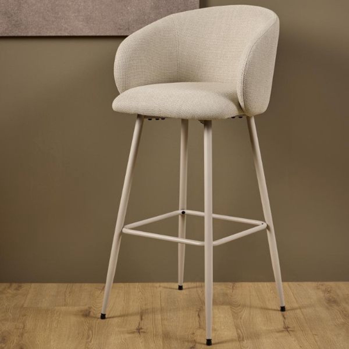 Giga Living Barkruk Skive - Beige Stof - Zithoogte 78cm - Set van 2