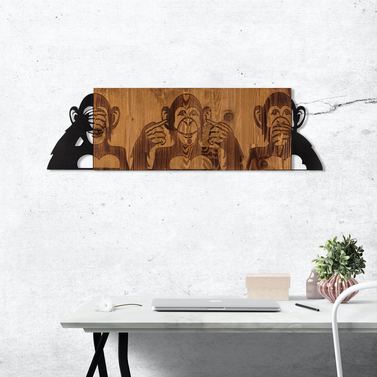 Enzo Decoratief Houten Wandaccessoire | Houten Lijst | 82 X 58 Cm - Emob - Wooden_wall_decor - Zwart - Hout; Metaal