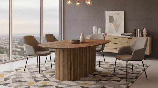Eettafel Japandi Ovaal 200x110cm – - 200x110 cm - Bruin - Novihome