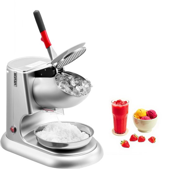 VEVOR Commerciële IJscrusher 100 kg/u Sneeuwkegelmaker Elektrisch Zilverkleurig