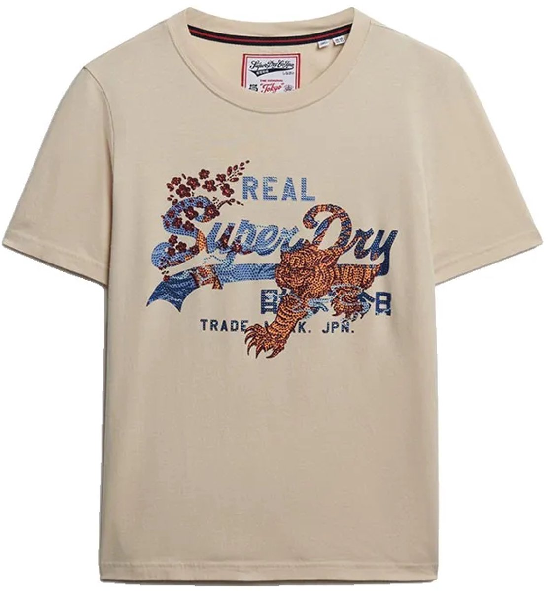 Superdry Tokyo T-shirt met vintage logo en relaxte pasvorm Dames T-shirts Oat Bran