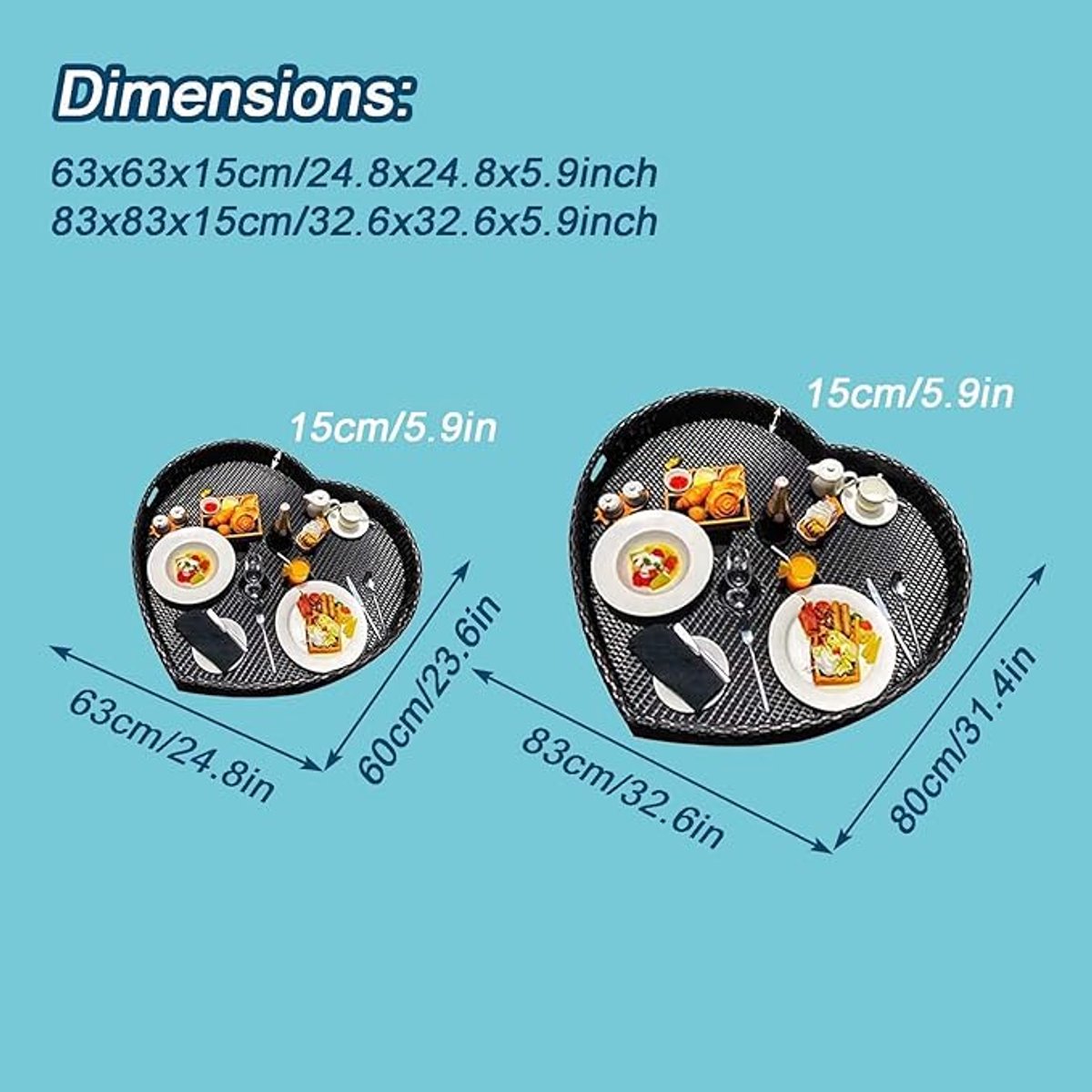 Schwimmendes Frühstückstablett Herzförmig – Novihome LoveFloat Premium – Luxus Pool & Whirlpool Serviertablett aus Rattan mit Aluminiumrahmen & Schaumstoffkern – Handgefertigtes Floating Frühstückskorb für Pool, SPA & Jacuzzi – Coffee Braun