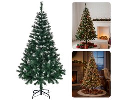 Cheqo® Kunstkerstboom 120 cm - Compacte Kunstkerstboom - Kerstboom Met Standaard - Groene Kunstkerstboom - Herbruikbare Kunstboom - Kerstdecoratie Voor Binnen - Volle Uitstraling - Eenvoudig Te Monteren - Stabiele Opstelling