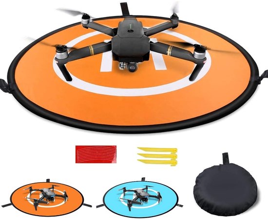 Gsedaox - Universeel Landingsplatform voor Drones, Waterdichte Helipad 55 cm / 21,6 inch, Oranje/Blauw