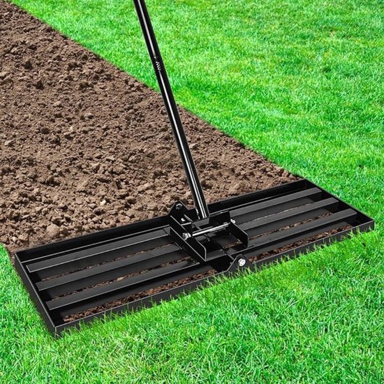 Râteau à gazon Lexium - Râteau à herbe - Râteau de jardin - Râteau de nivellement - Terreautage - Épandage de Sable - Jardinage - Nivellement de pelouse - Acier inoxydable - Ergonomique