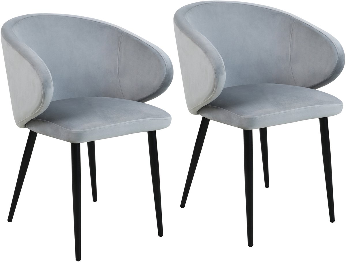 SVITA AUDREY Set van 2 eetkamerstoelen keukenfauteuils fluweel grijs