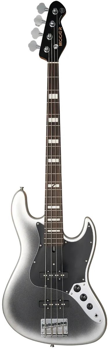 Mooer MBJ412 Dark Silver elektrische basgitaar met deluxe gigbag