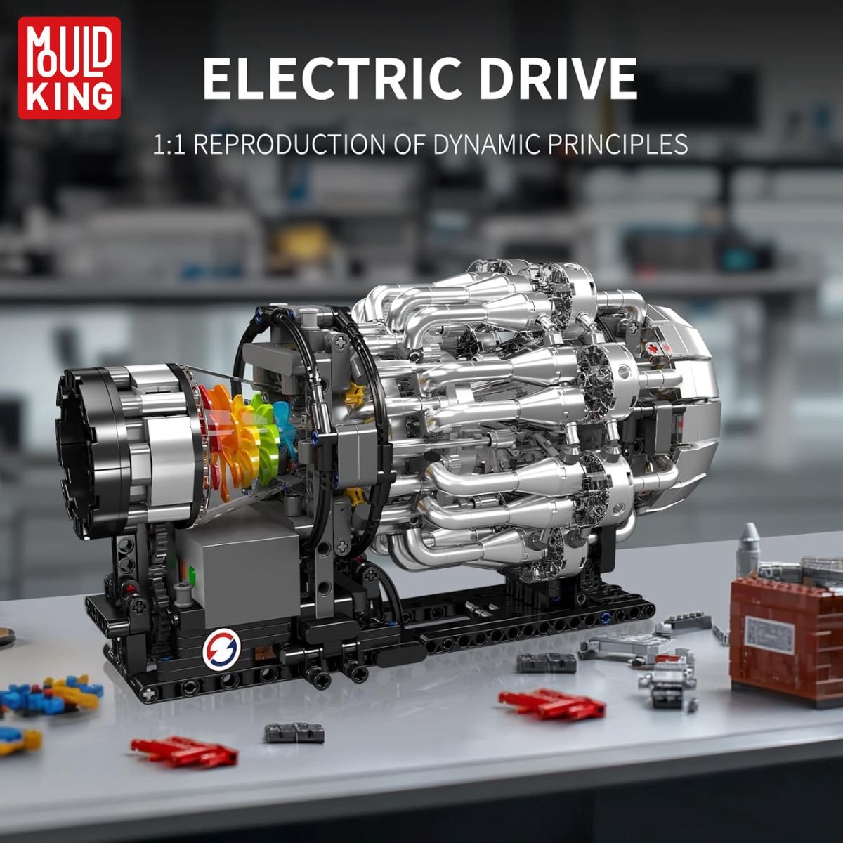 Mould King 10216 Icons Turbojet Vliegtuig motor bouwset | Speed champions modelbouw | Classic creator bouwpakket geschikt voor Lego | Technische educatief speelgoed ideas voor expert volwassenen & kinderen | Bouwdoos met 1214 bouwstenen — afbeelding 9