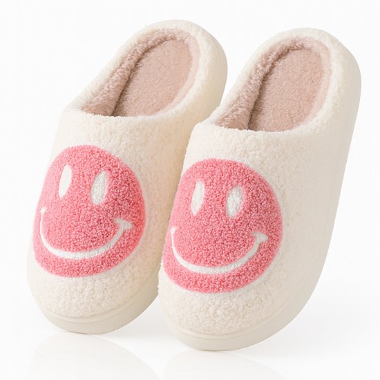 Twenty4seven® Smiley Pantoffels - Sloffen Kerst & Winter - Kerstsloffen Dames & Heren - Huisschoenen Wit - Maat 39/40
