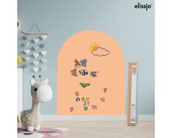 Elissio® Magneticoo Magnetische Muursticker 100x80 cm - Magneetsticker met krijtbordfunctie - Perzikoranje - Magneetbord voor Kinderkamer - Boogvorm