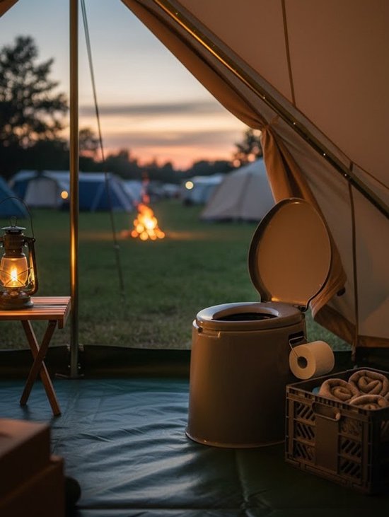 Kampa King Khazi – Portable toilet – Inclusief toiletrolhouder – Afneembare afsluitbare afvalemmer – Max. belasting 150 kg – Geschikt voor binnen en buiten – Compact op te bergen — afbeelding 2