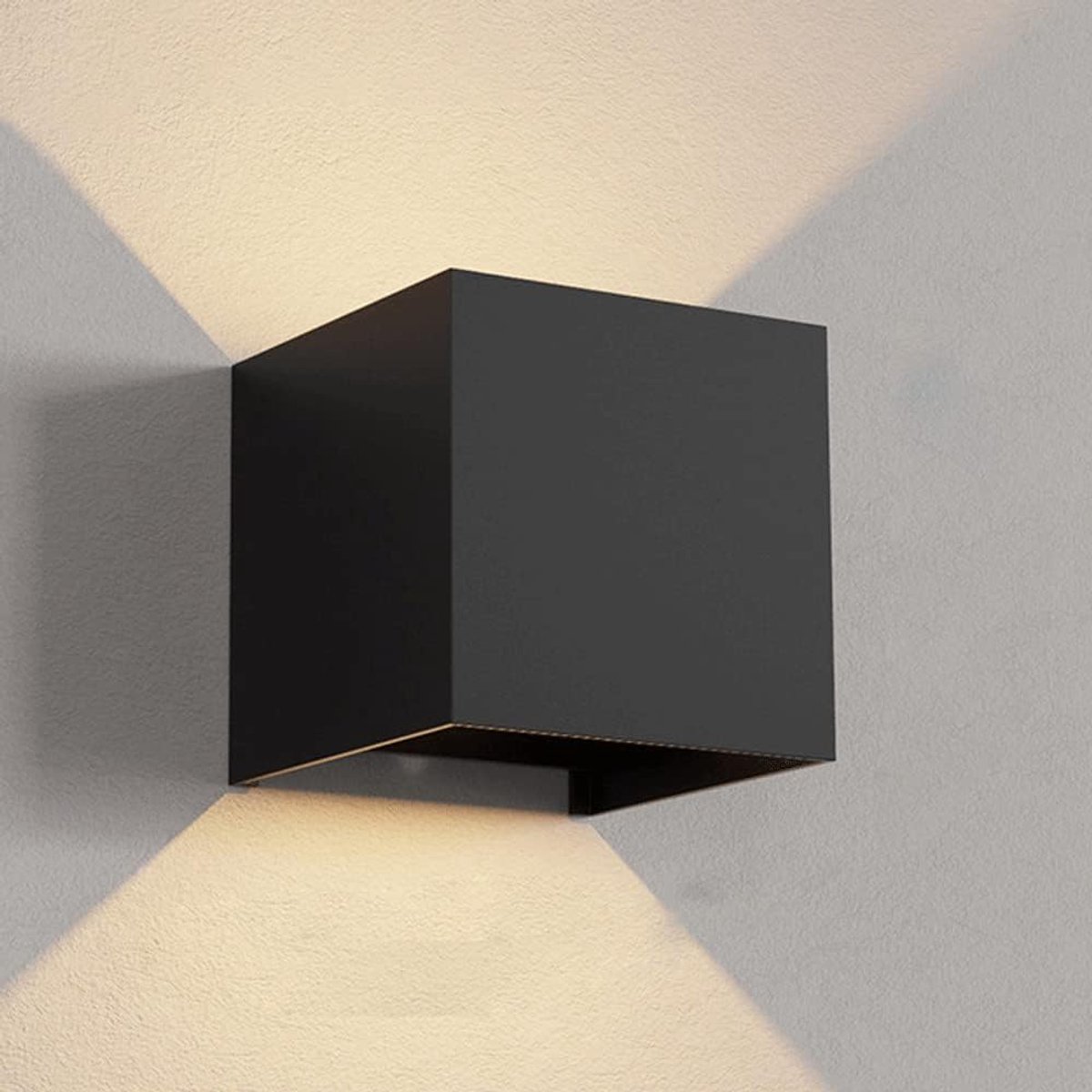 Bamled® Wandlamp - IP65 - Zwart - Kubus tweezijdig oplichtend - Binnen en Buiten