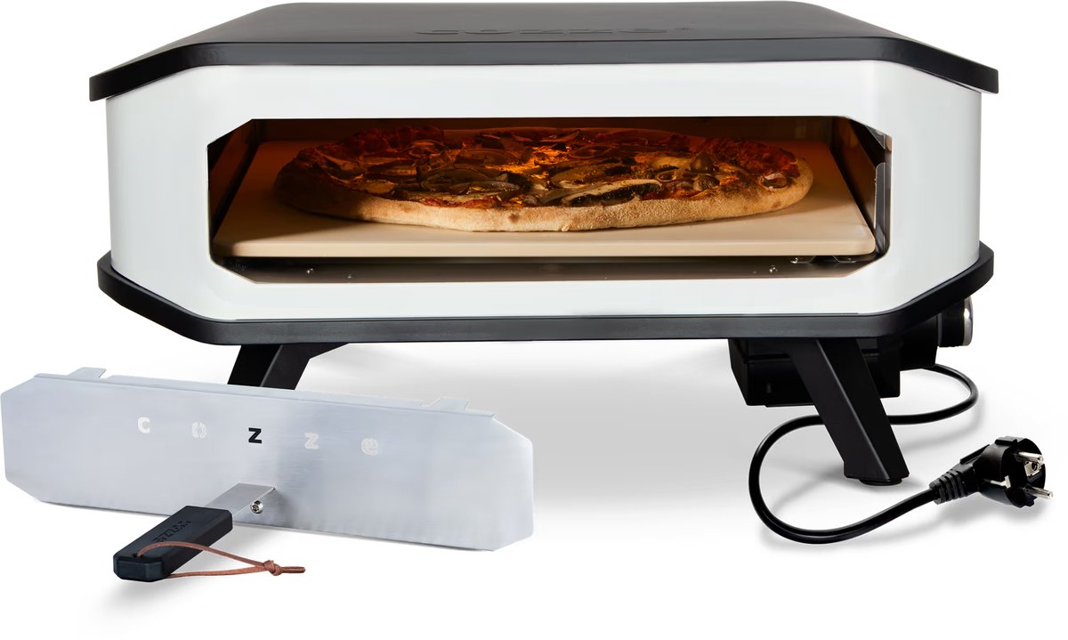 Cozze - Pizza Oven Elektrisch 17 Inch met Pizzasteen 230V 2200W - Edelstaal - Zwart