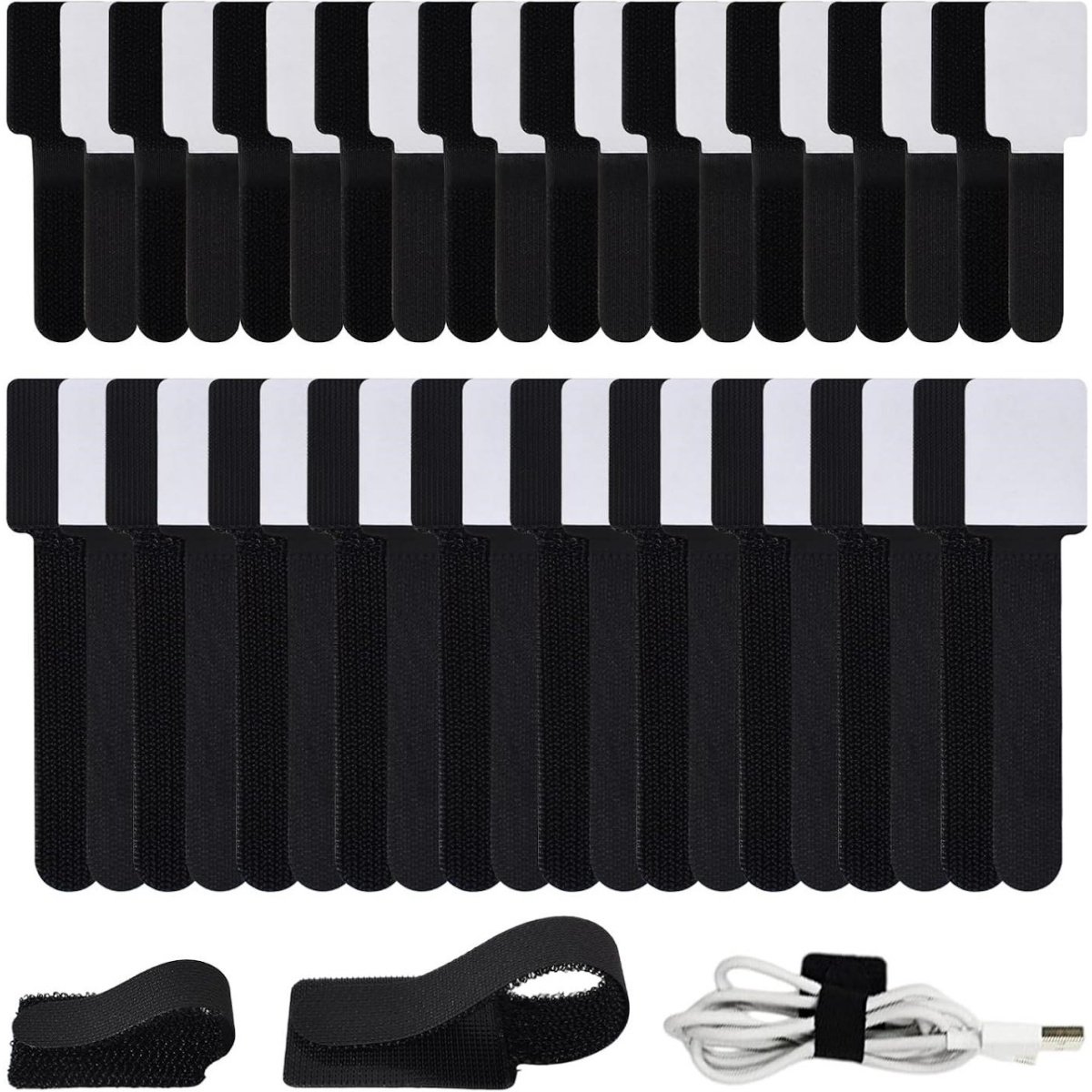 EXCITAT 50 stuks - Kabelbinders - Kabelorganizer - Zelfklevende kabelbinders - Herbruikbaar - Geschikt voor thuis, kantoor en school
