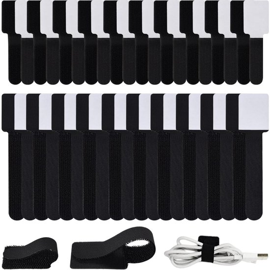 100 stuks klittenbandkabelbinders, 10/15 cm, klittenband, herbruikbare klittenband-kabelbinders, klittenbandband, verstelbare kabelbinders, voor tv/pc-kabels en bureauorganisatie, wit