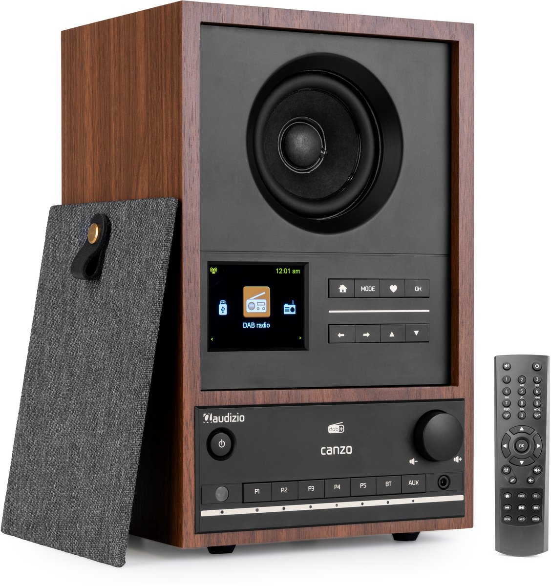 Internetradio - Audizio Canzo - FM & DAB radio - Bluetooth - Afneembaar frontpaneel - Walnoot - 40W