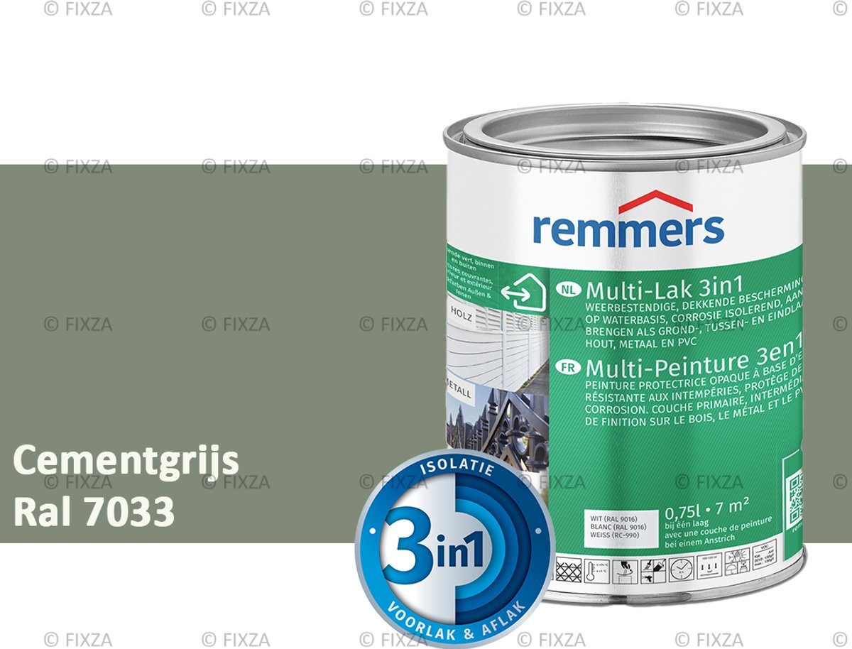 Remmers Multi-Lak 3in1 Cementgrijs – 0,75 Liter - lakverf voor Hout, Metaal en Kunststof