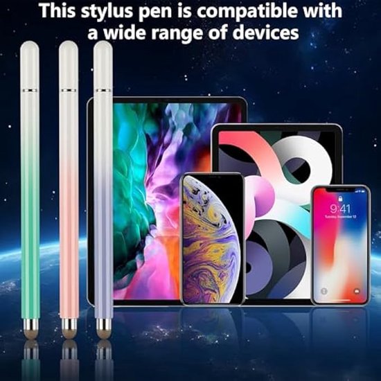 3-pack touch stylus, 2-in-1 universele smart pen touchscreen stylus compatibel met alle tablet touchscreens Geschikt voor Ga1axy/Xiaomi/iPad (paars + roze + groen) van Merkloos — afbeelding 2