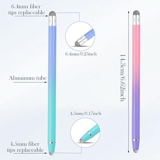 Universele tablet-stylus Geschikt voor touchscreen, 4 stylussen, 2-in-1 capacitieve touch-stylus, touchpen compatibel met Android/iOS-smartphones, tablets van Merkloos — afbeelding 5