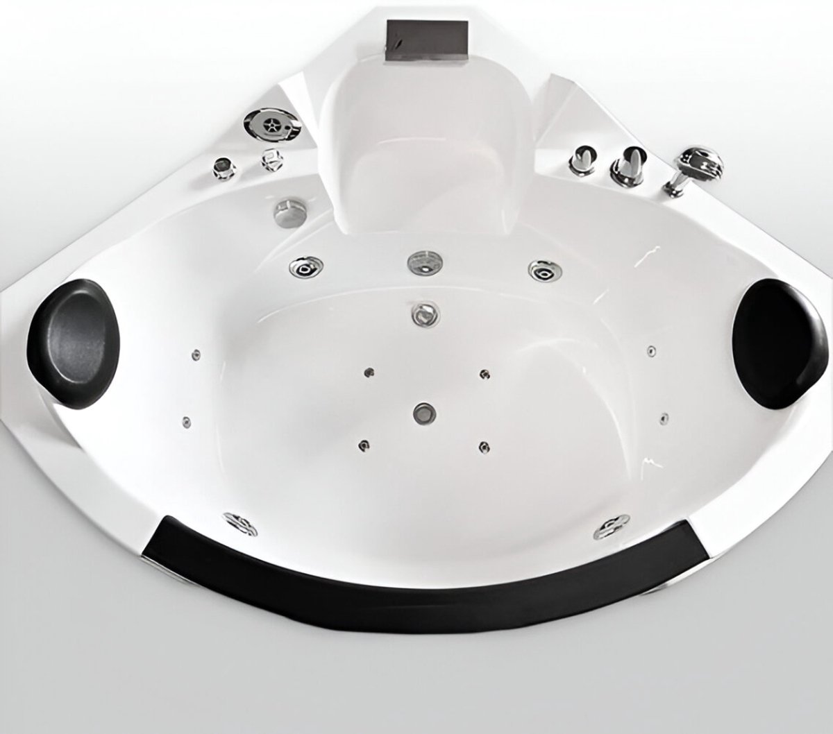 Whirlpool Badkuip Novihome Tenerife 2-Persoons Spa Hot Tub met Waterfall, LED Licht, Kleurentherapie, Acryl Hoekbad 150x150 cm met Volledige Sproeiers en Touchscreen Besturing