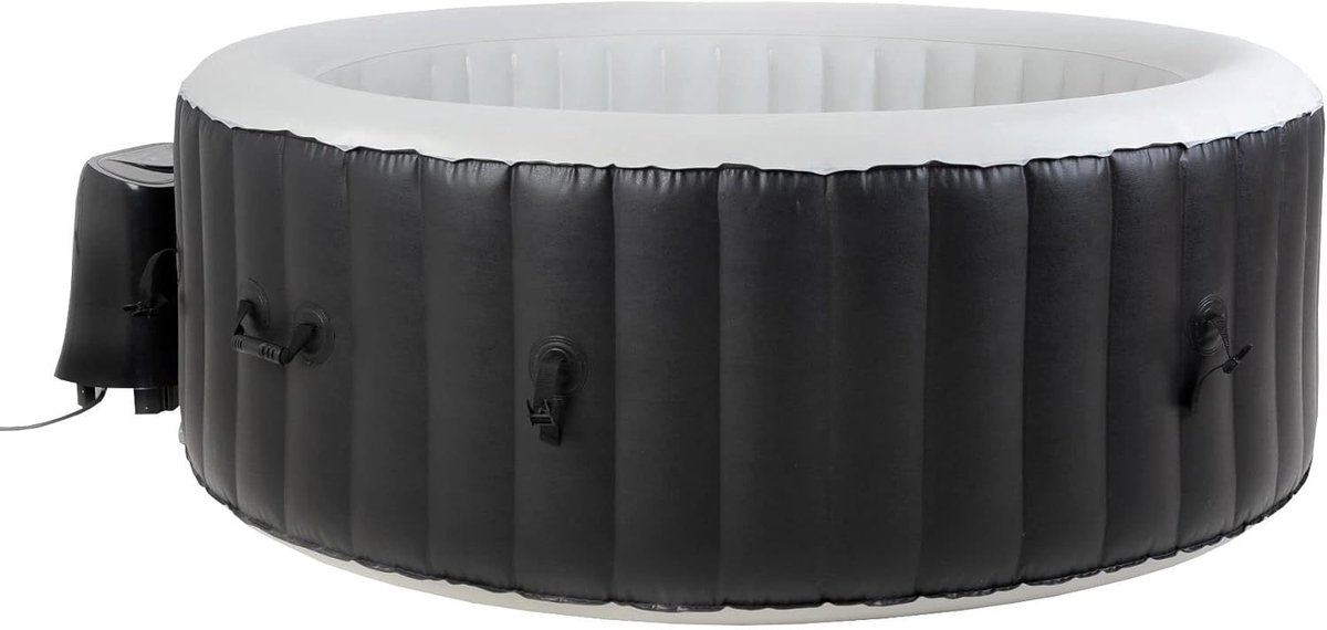 Draagbare Opblaasbare Spa voor 4 Personen – Novihome Luxe Whirlpool Zwart-Wit, 800 Liter Jacuzzi met Verwarming en Massagejets, Ideaal voor Thuis en Buiten