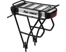 36V 13Ah Fietsaccu Dolfijn XH370-13J Phylion XH370-10J met Zwarte Bagagedrager Geschikt voor 26"-28" Fiets