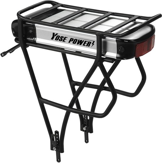 36V 13Ah Fietsaccu Dolfijn XH370-13J Phylion XH370-10J met Zwarte Bagagedrager Geschikt voor 26"-28" Fiets