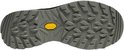 Grijze buitenzool van een wandelschoen met VIBRAM-logo en grof profiel.