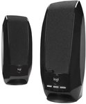 Paar zwarte Logitech speakers, de rechter met "DIGITAL" logo en bedieningsknoppen.