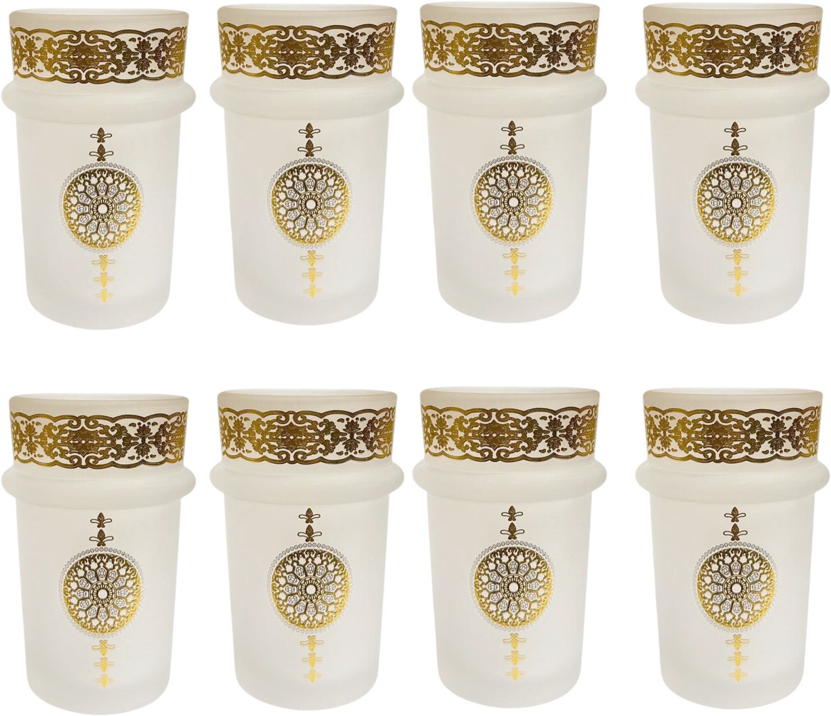 Hakal Malaki Marokkaanse Theeglazen – Goud Design – 9 cm – Set van 12