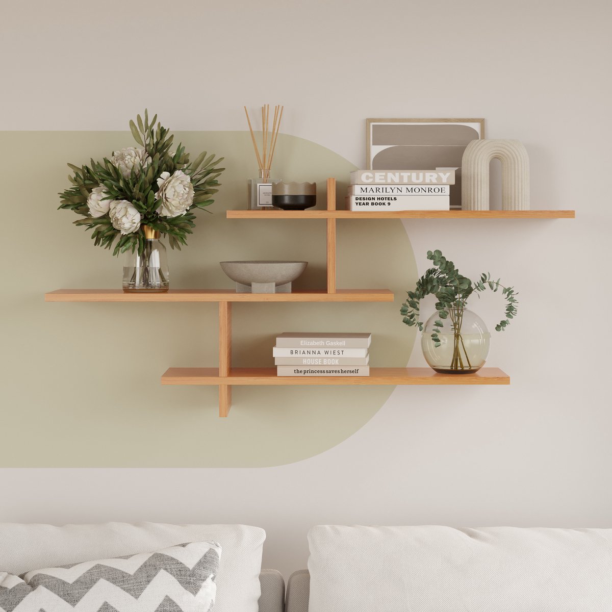 LUNOR® Genoa – Wandrek – Bamboe Kleur – 123×55×22cm