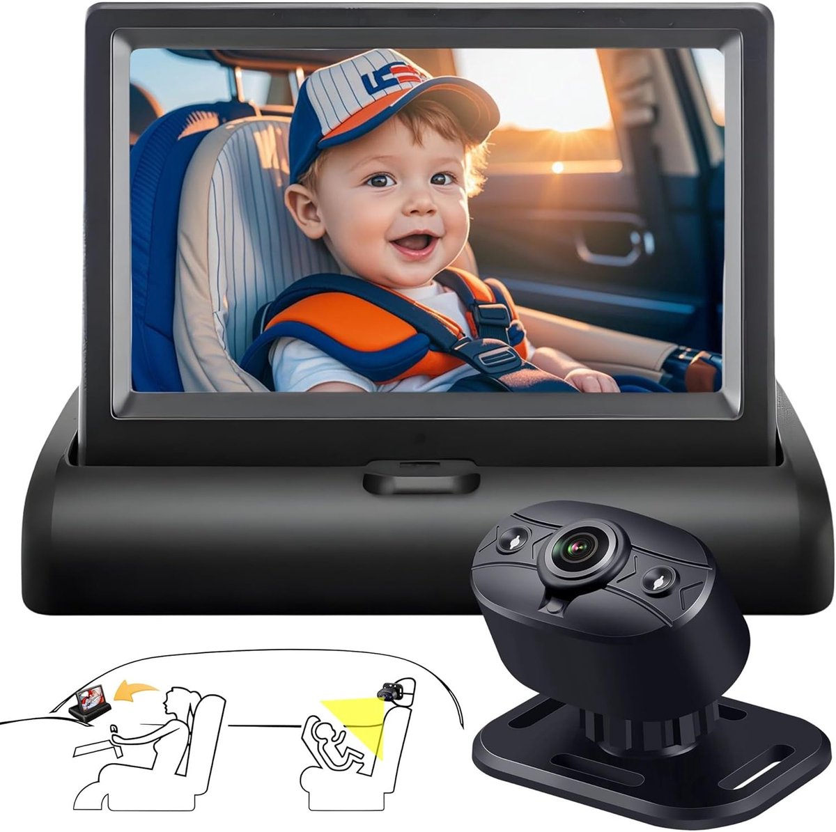 OrangeCart KB40 Baby-autocamera met HD Nachtzicht - OrangeCart - €54,11
