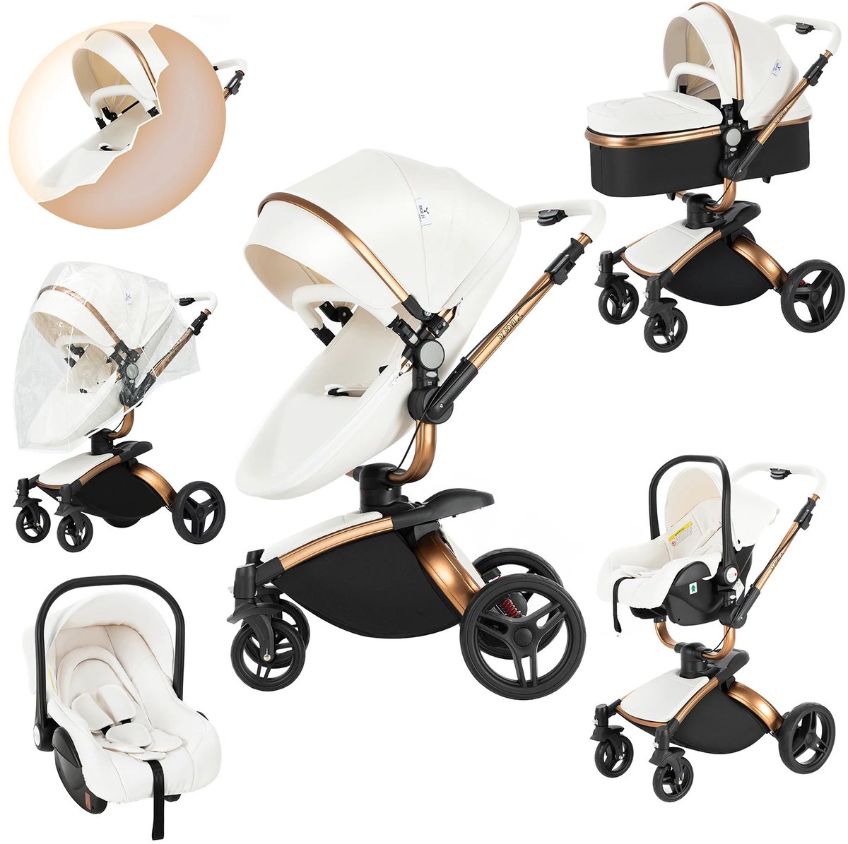 GoobiSales Luxe 3-in-1 Kinderwagen met Autostoel & Wieg - GoobiSales - €715,50