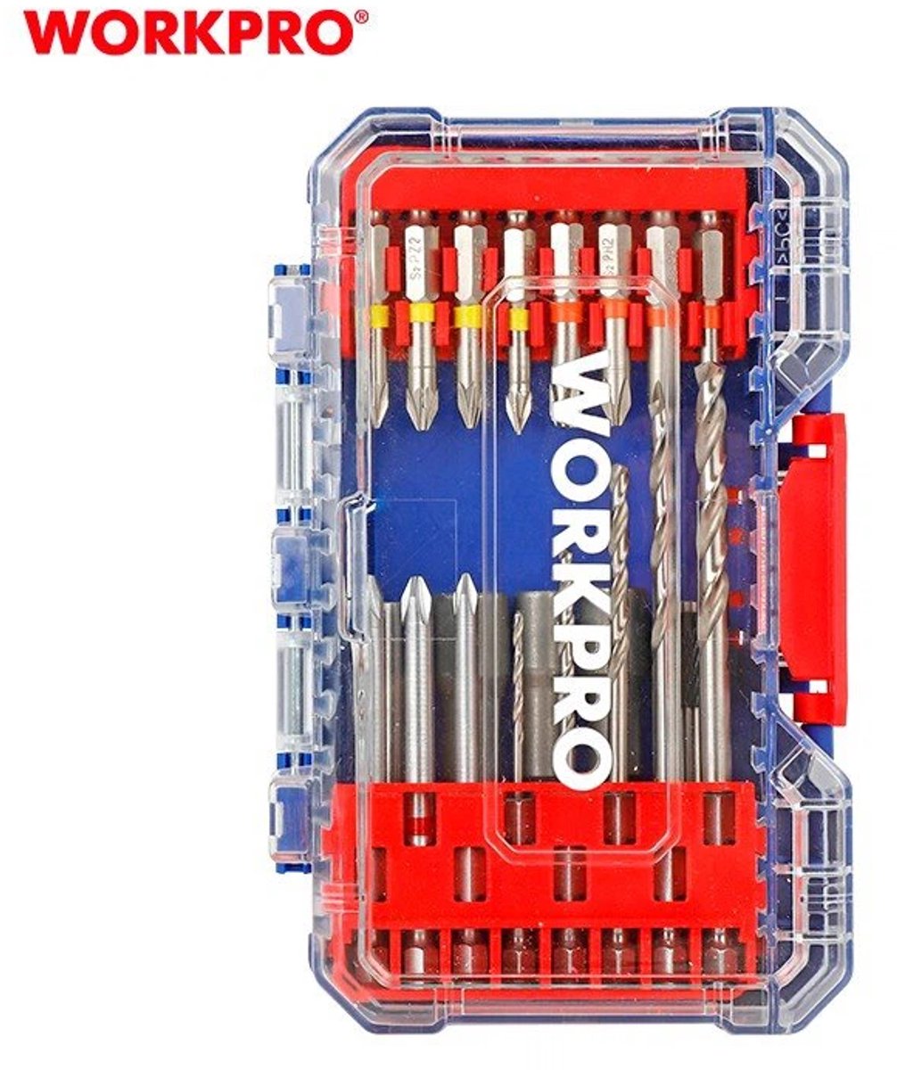 WORKPRO WP409012 Boor- & Bitset 29-delig – HSS Boren & S2 Bits in Koppelbare Opbergdoos