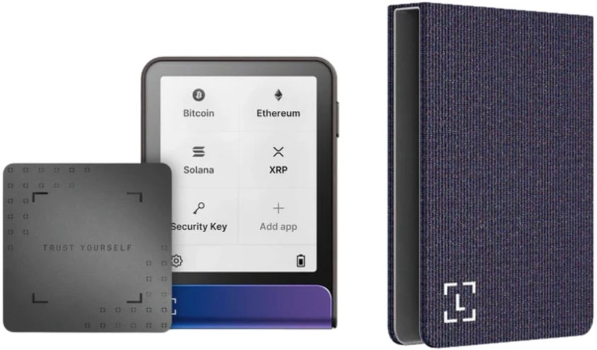Ledger Flex Neptune Blue + Magnet Folio Party Aubergine - Voordeelbundel - Hardware Wallet set - Magnetische case