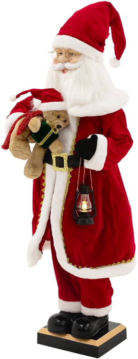 Kerstman 120 cm met LED licht beweging geluid muziek, kerstfiguur voor binnenshuis