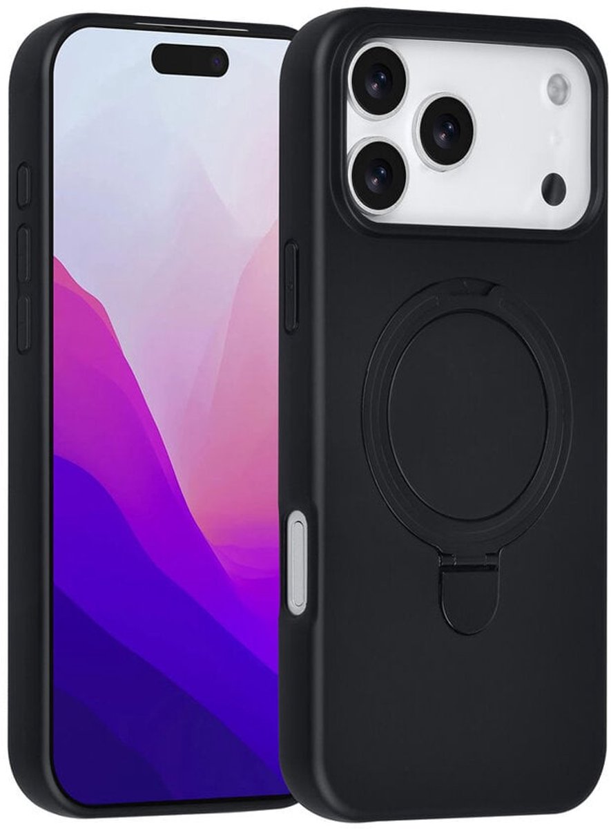 TUNIQ Back cover - iPhone 17 Pro Max - Zwart - MagSafe Ring Stand - Valbescherming