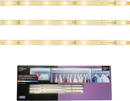 Set de rubans LED Livarno Home – 3 x 25 cm – Siècle des Lumières LED Wit chaud – Économe en énergie – Ruban LED flexible – Siècle des Lumières pour salon, Cuisine et chambre – Adaptateur et interrupteur inclus