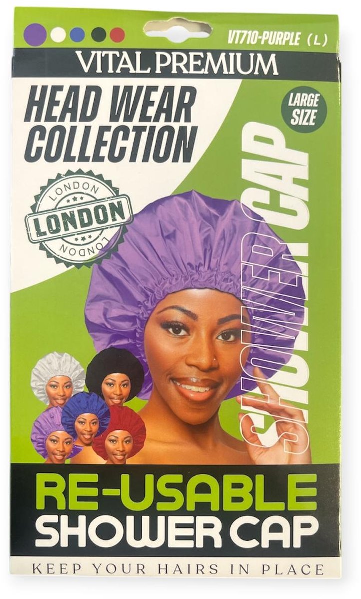 Vital Premium Re-Usable Shower Cap – Purple (Large Size)
