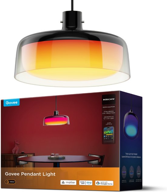 Govee Pendant Light - slimme hanglamp met 3 lichtzones en ...