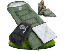 Ventus Tri-Season Slaapzak – Slaapzakken Volwassenen & Kind – Sleeping Bag – Lichtgewicht – Dekenmodel – 185 x 83 cm – Groen