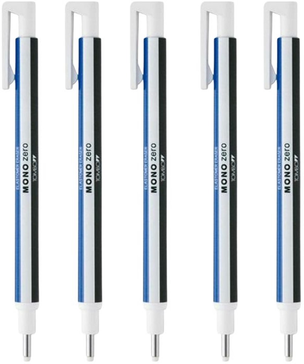 Tombow MONO Zero Gumstift – Ronde Punt – Navulbaar – 5 Stuks – Precisie Gum voor Tekeningen & Detailcorrecties