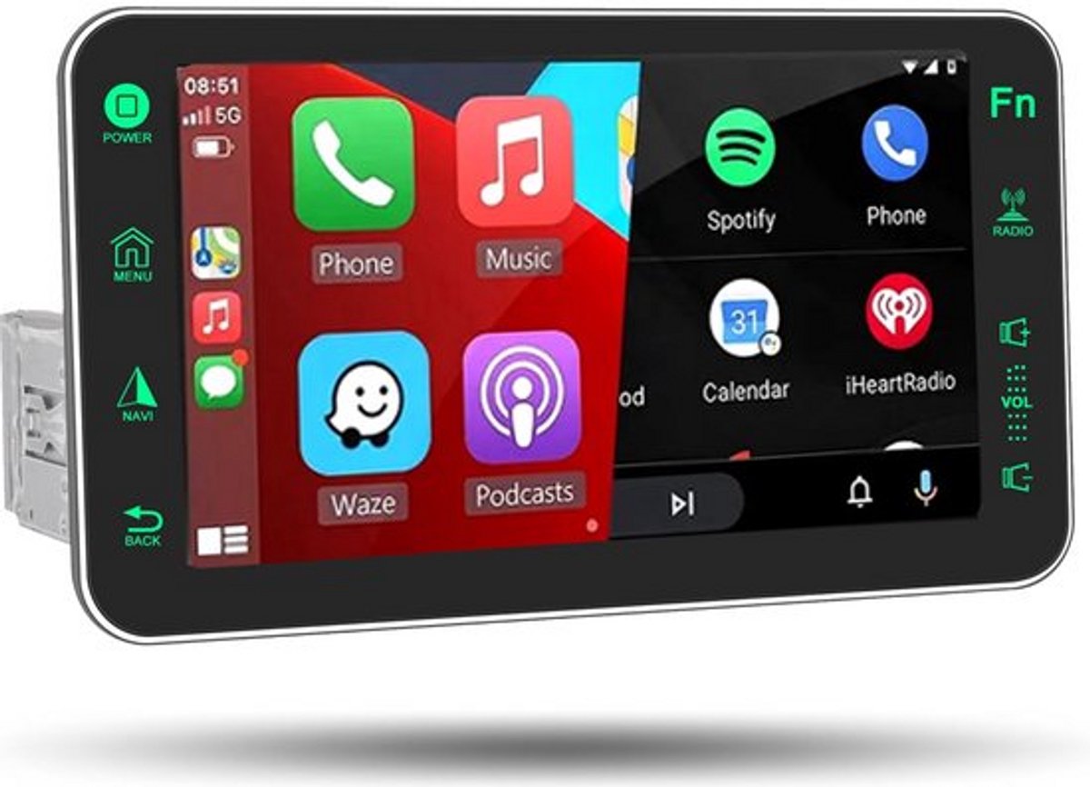 Boscer® 1Din Autoradio - Apple Carplay & Android Auto - 8 Inch HD Kantelbaar scherm - Bluetooth - Achteruitrijcamera & Microfoon
