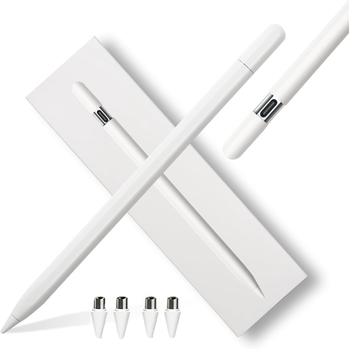 Stylus Pen -capacitieve Pen（alleen voor appel） -Geschikt voor Apple iPad modellen vanaf 2018- Apple pencil alternatief- Palm rejection-Gevoel van kanteldruk-easy to operate-strong magnetic suction- 4 extra punten