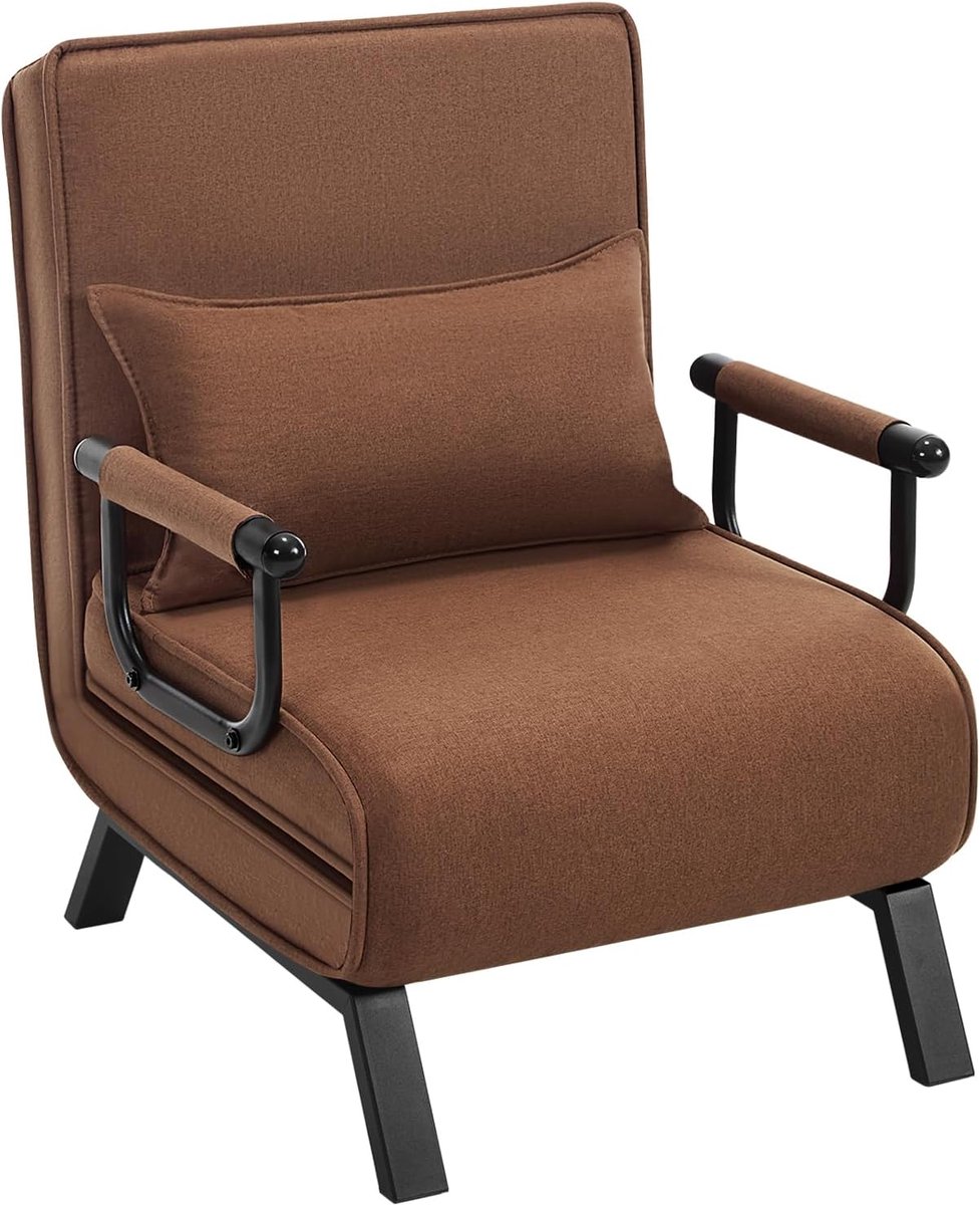 Slaapstoel - Uitklapbaar - Slaapbank - Logeerbed - Zetelbed - Slaapfauteuil - Vouwbed - 1 persoons - Zeer comfortabel - Bruin