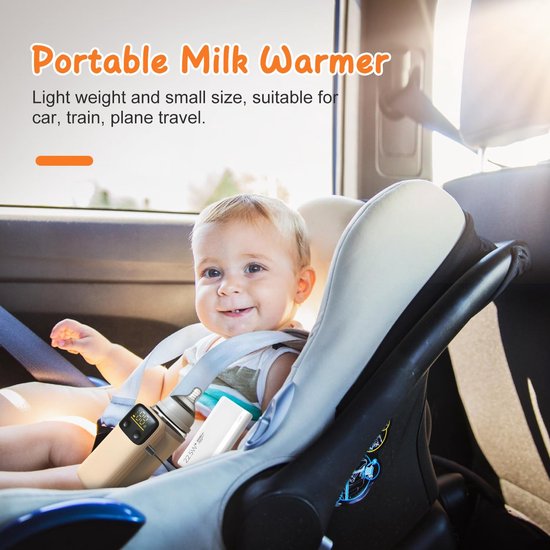 Draagbare babyflessenwarmer - 6 temperatuurstanden voor snel verwarmen - met nachtlampje - geschikt voor de meeste flessen - oplaadbaar en lekvrij - perfect voor gebruik in de auto, luiertas en op reis 's nachts - 1 pack — afbeelding 5