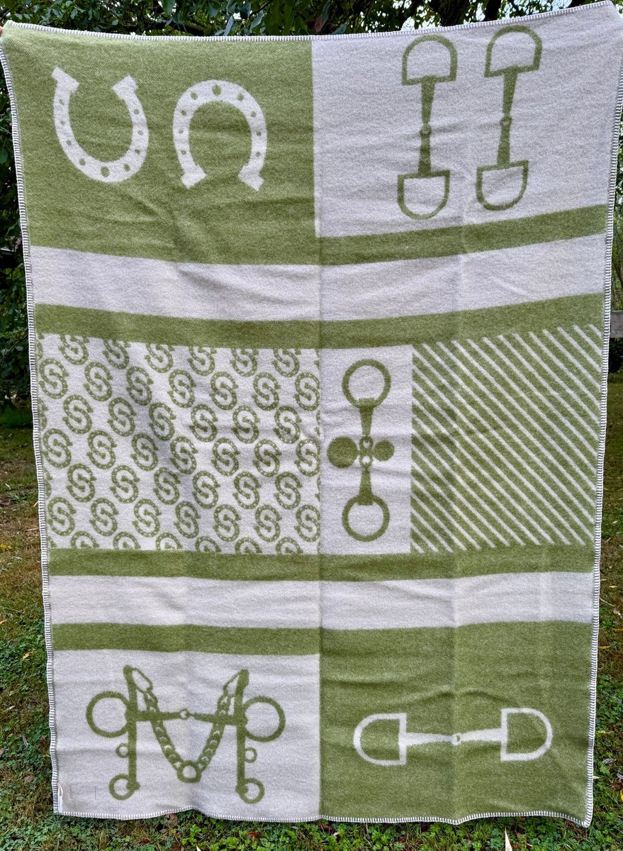 Wollen Plaid / Deken Cavalière Moss Green - 100% nieuwe wol, extra dik - extra zacht - warm - isolerend - 2 kleurig - Must Have voor Ski liefhebbers! - 130x170cm - Perfect cadeau idee