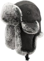 Piloten Muts - Winter Muts - Warme Muts - Muts Unisex - Maat 58 Tot 60 - Waterafstotende Stof - Faux Bont - Unisex - One Size - Geschikt Voor Buitensporten Zoals Skiën, Snowboarden, Schaatsen En Sleeën - Zwart