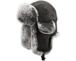 Piloten Muts - Winter Muts - Warme Muts - Muts Unisex - Maat 58 Tot 60 - Waterafstotende Stof - Faux Bont - Unisex - One Size - Geschikt Voor Buitensporten Zoals Skiën, Snowboarden, Schaatsen En Sleeën - Zwart